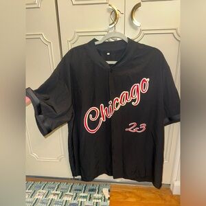 Black Red Chicago 23 Baseball Jersey MEN’S LARGE ButtonDown ShortSleeve Athletic